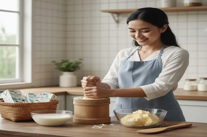 Langkah mudah proses pembuatan mentega dari krim susu