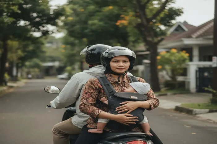 Amankah Posisi Menggendong Bayi Saat Naik Motor?