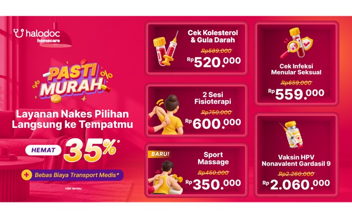 Promo Pasti Murah Halodoc Homecare, Dapatkan Layanan Nakes Pilihan Langsung ke Tempatmu